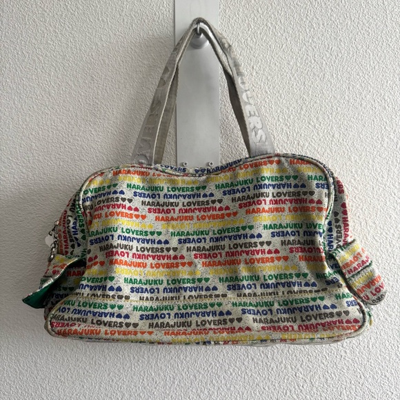 Harajuku Lovers Rainbow Logo Spellout Duffle Tote Bag Cotton Colorful - Picture 3 of 14